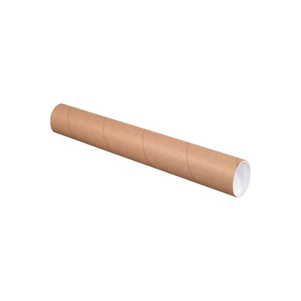 Box Packaging Mailing Tubes With Caps 3 Dia. x 38L 0.07 Thick Kraft 24/Pack P3038K - main